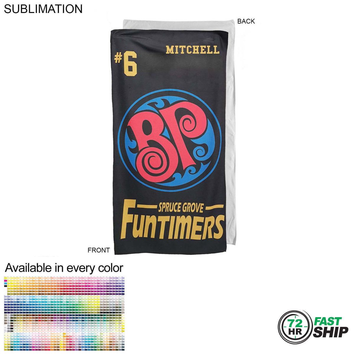fiel 72 Hr Fast Ship - Team Towel in Microfiber Dri-Lite Terry 30x60 Sublimated Shower Towel #SU210W-22