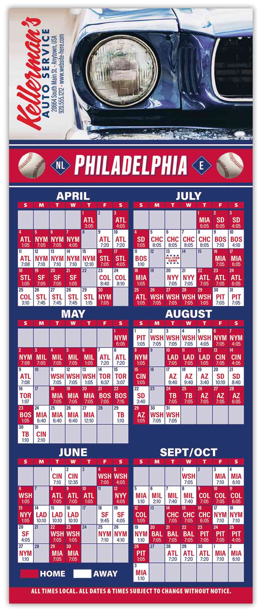 Baseball Schedule Laminated Card/Postcard with Magnet Strip (3.5x8.5) 10 pt.