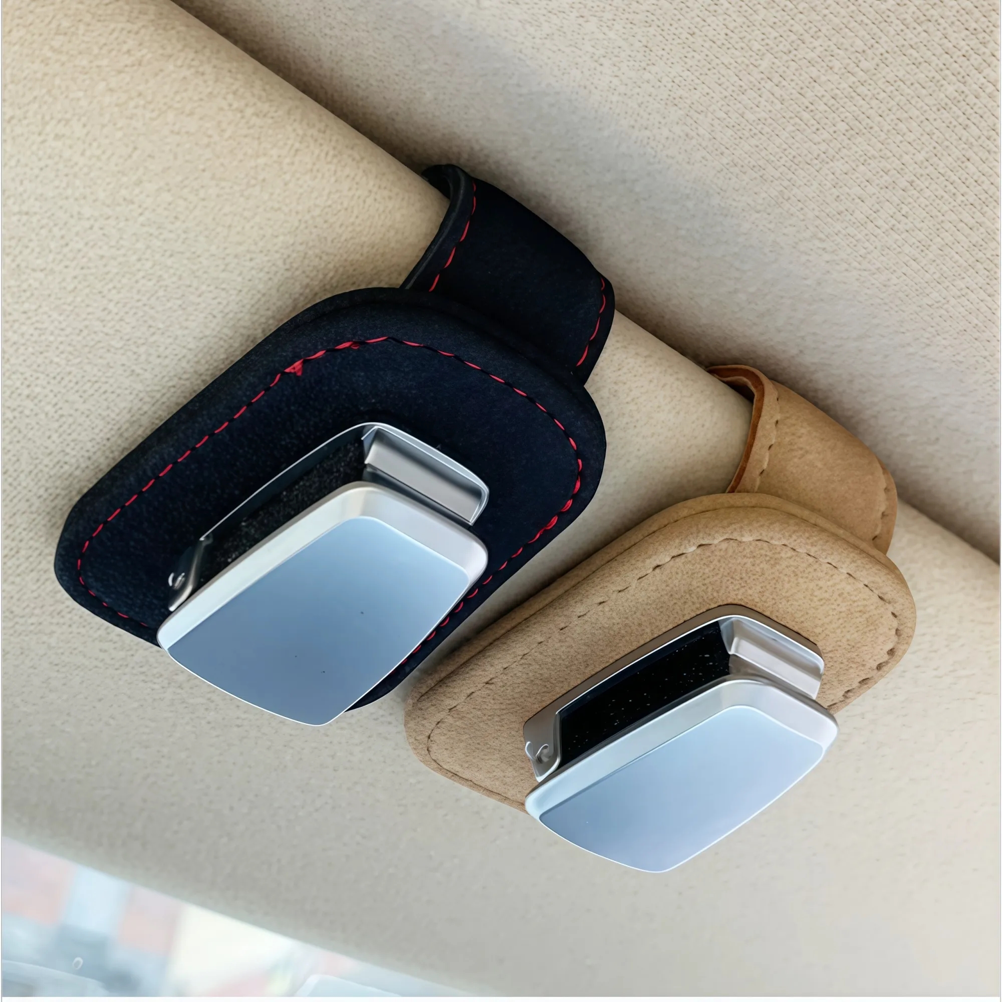 Leather Magnetic Car Visor Glasses Clip 12