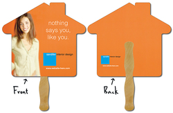 Hand Fan - 9.625x8.5 House Shape Laminated - 14 pt.