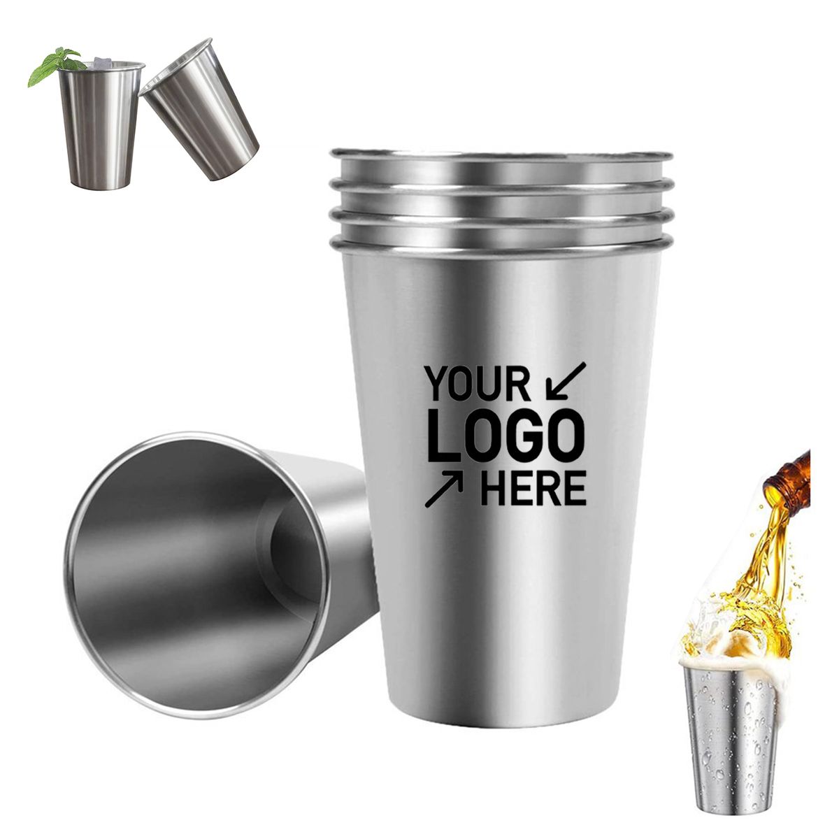 304 Stainless Steel Pint Cup 16oz Cold Beer Cup 4