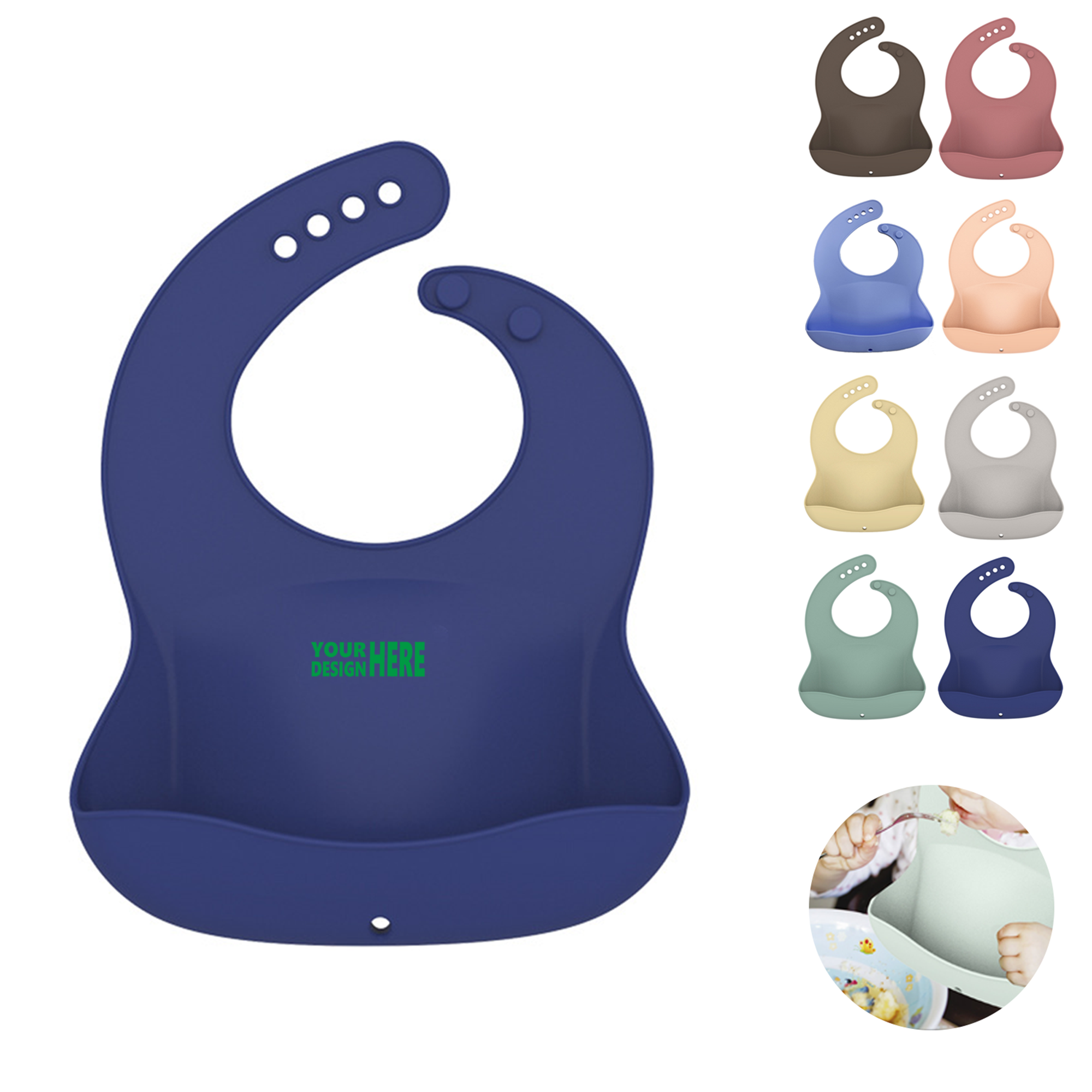 Food-Grade Silicone Baby Bibs - Adjustable Neck, Easy Clean 4