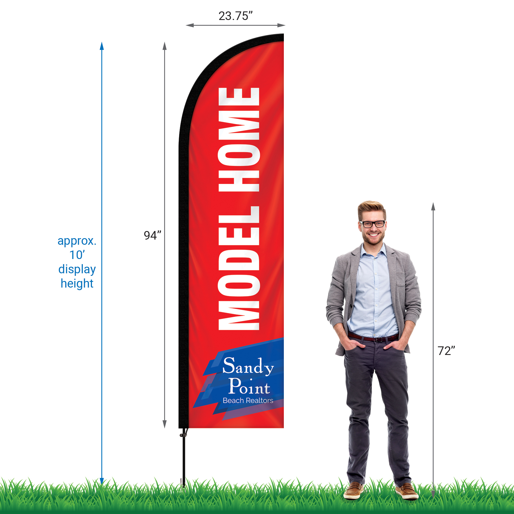 8' Single Reverse Portable Half Drop Banner w/ Hardware Set 35