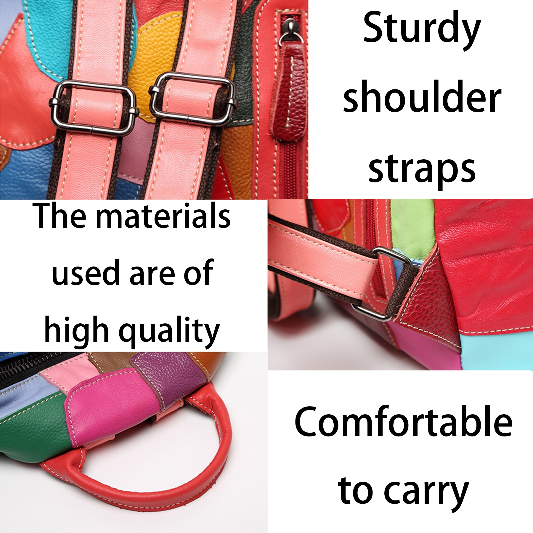Genuine Leather Large capacity paneled backpack for women 13