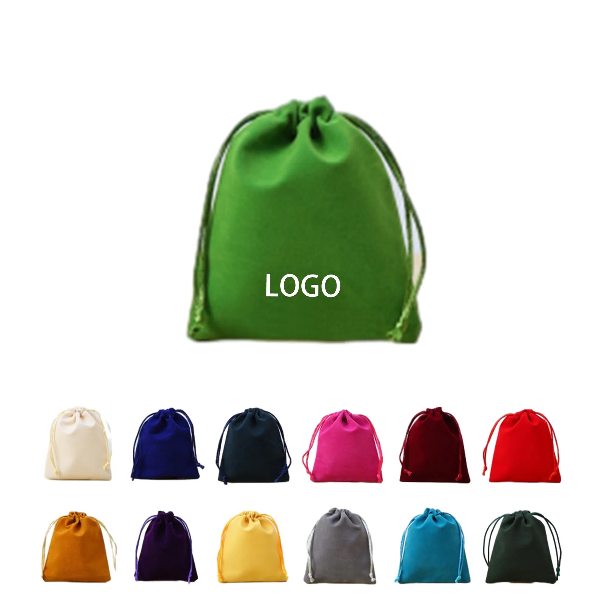L5.9"Xw7.9" Pile Coating Jewelry Drawstring Bags