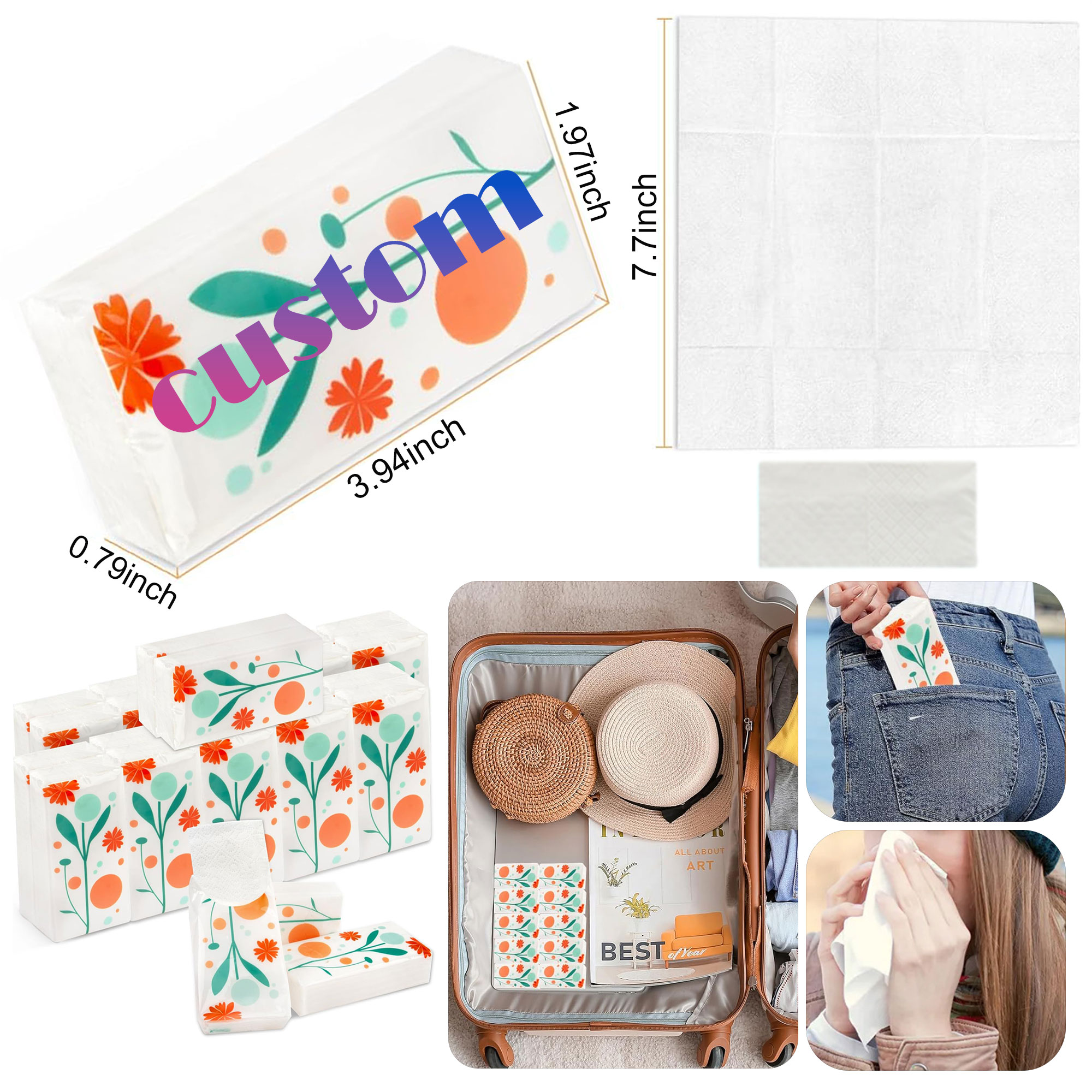 10 Piece Travel Mini Pocket Tissue Pack