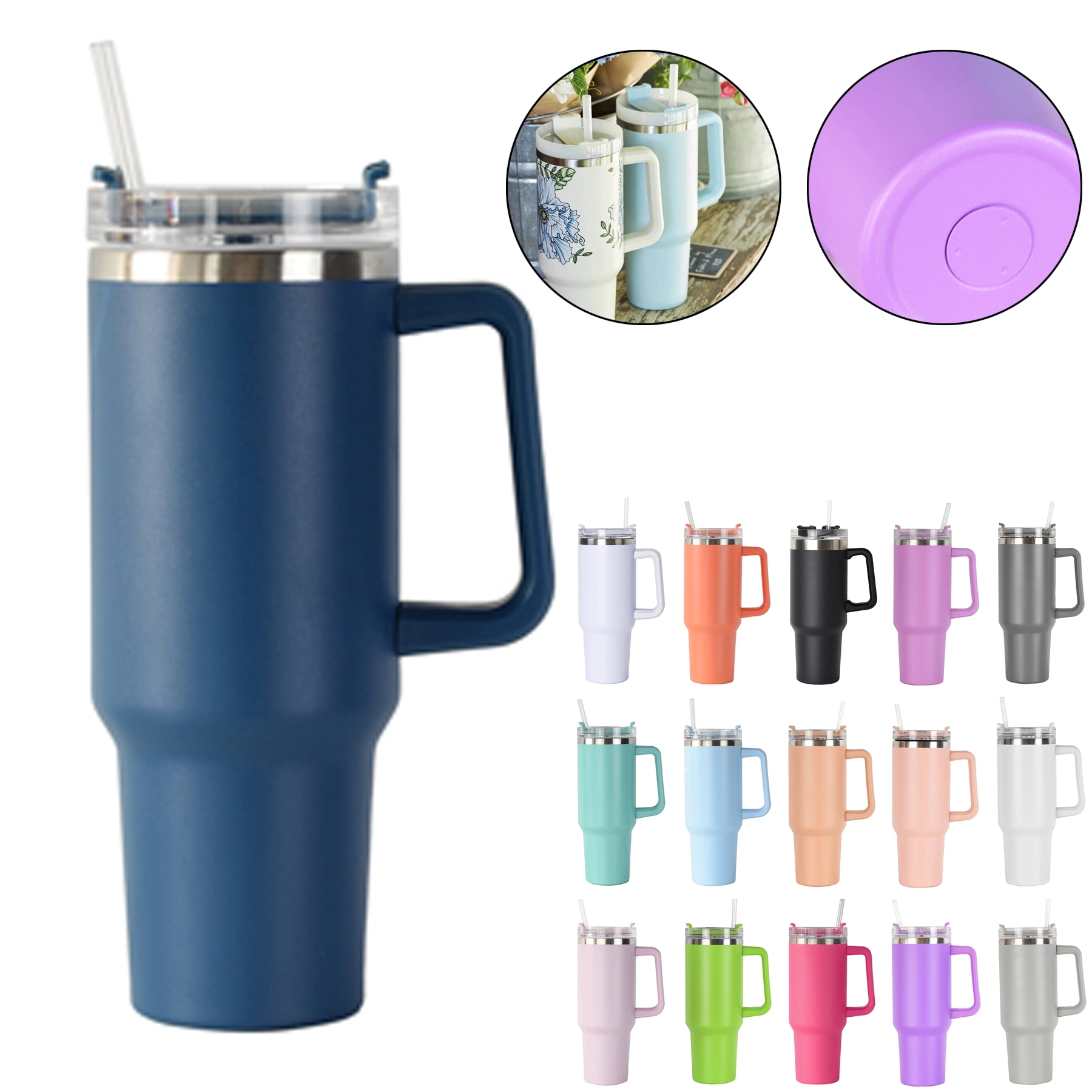 40oz Tumbler with Handle and Lid 6