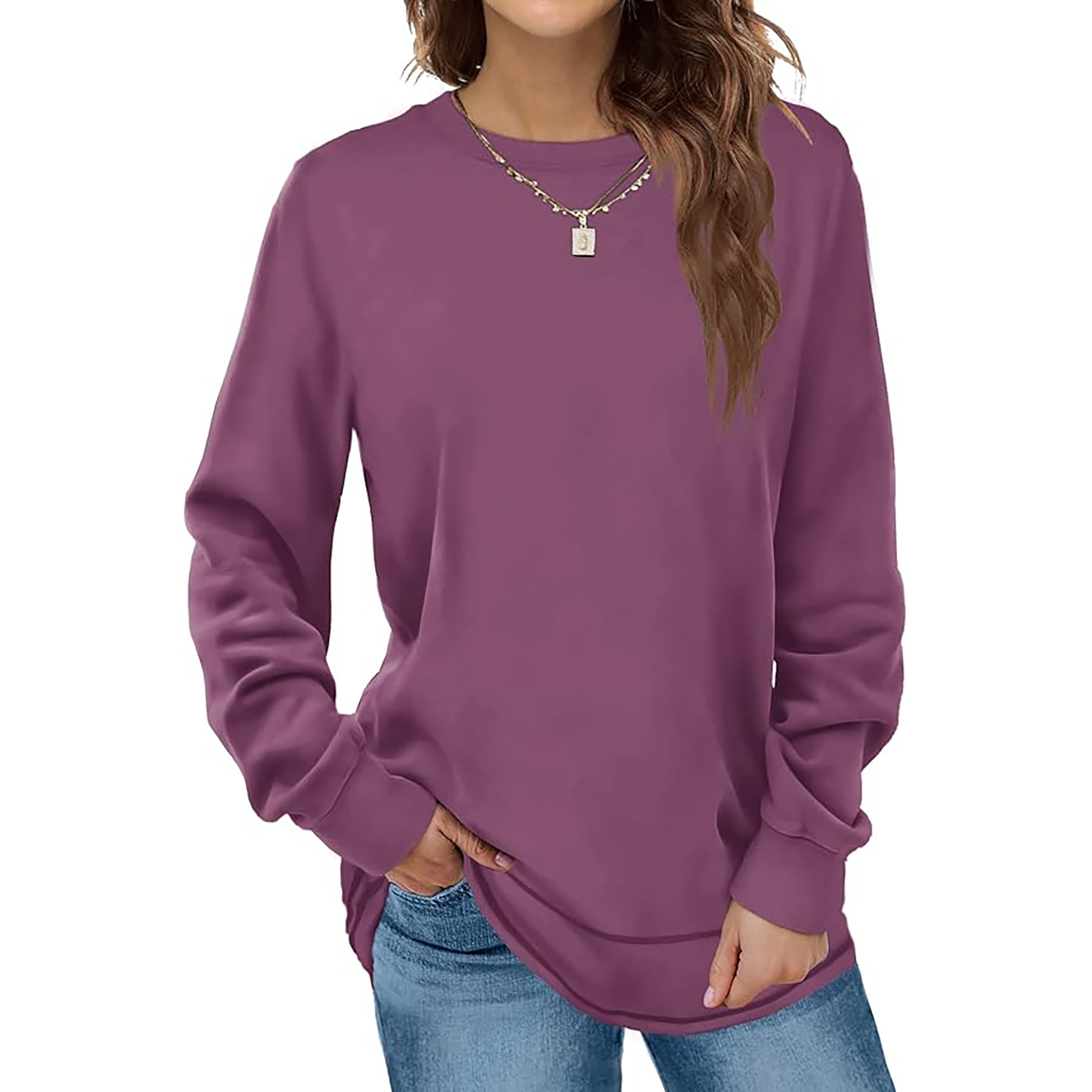 Women's Round Neck Long Sleeve Shirt 54