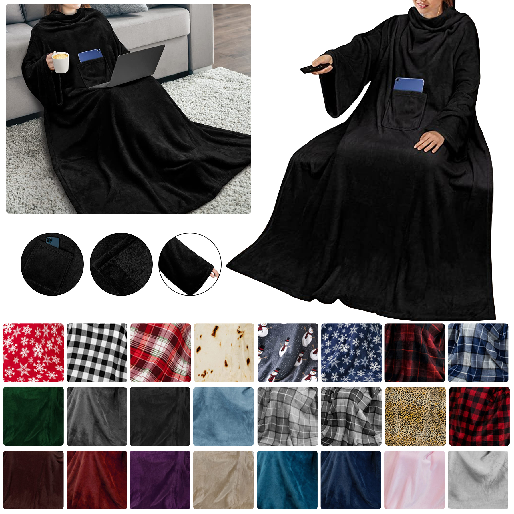 Premium Sherpa Fleece Blanket with Sleeves 5
