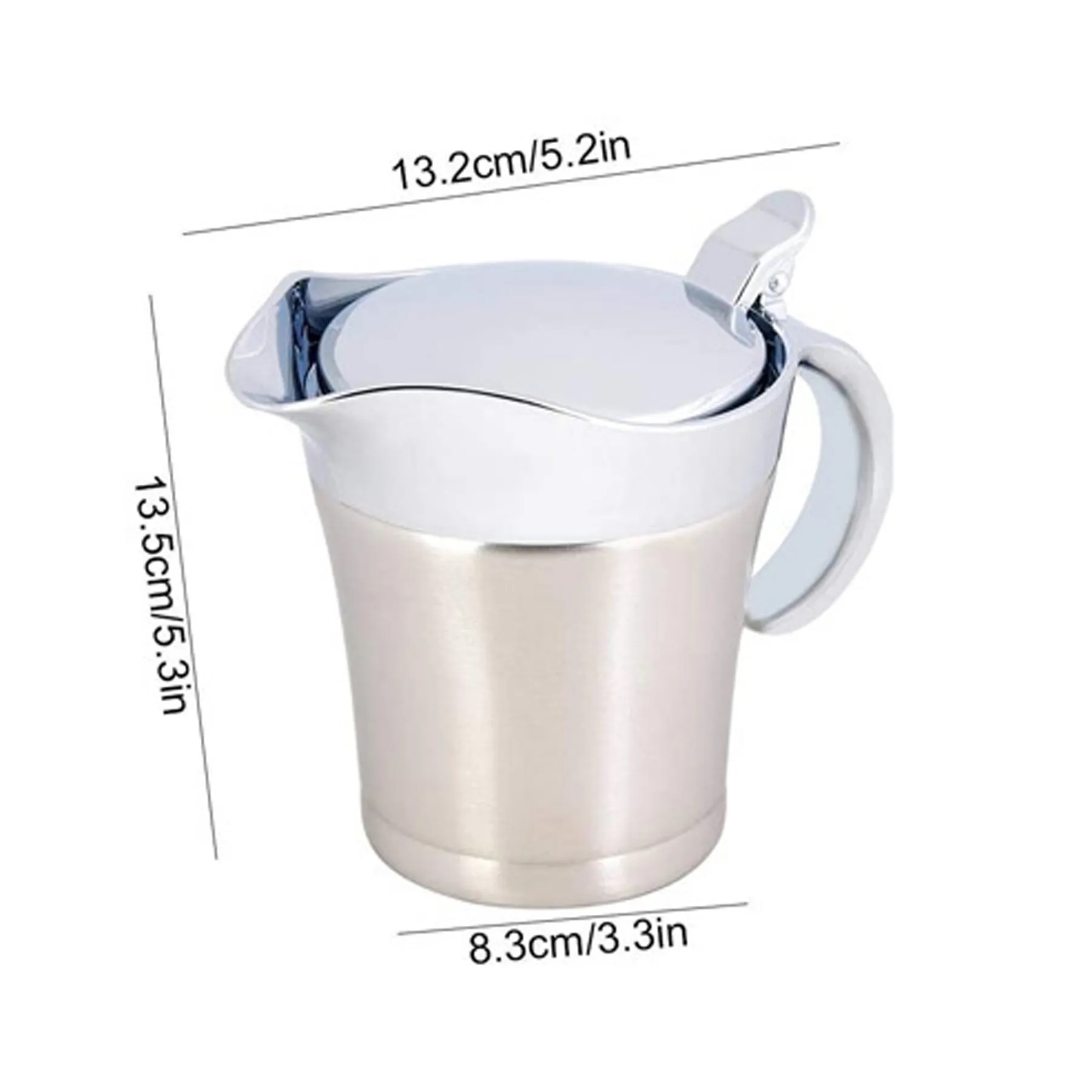 16Oz Stainless Insulated Gravy Boat/Sauce Jug w/Hinged Lid 9