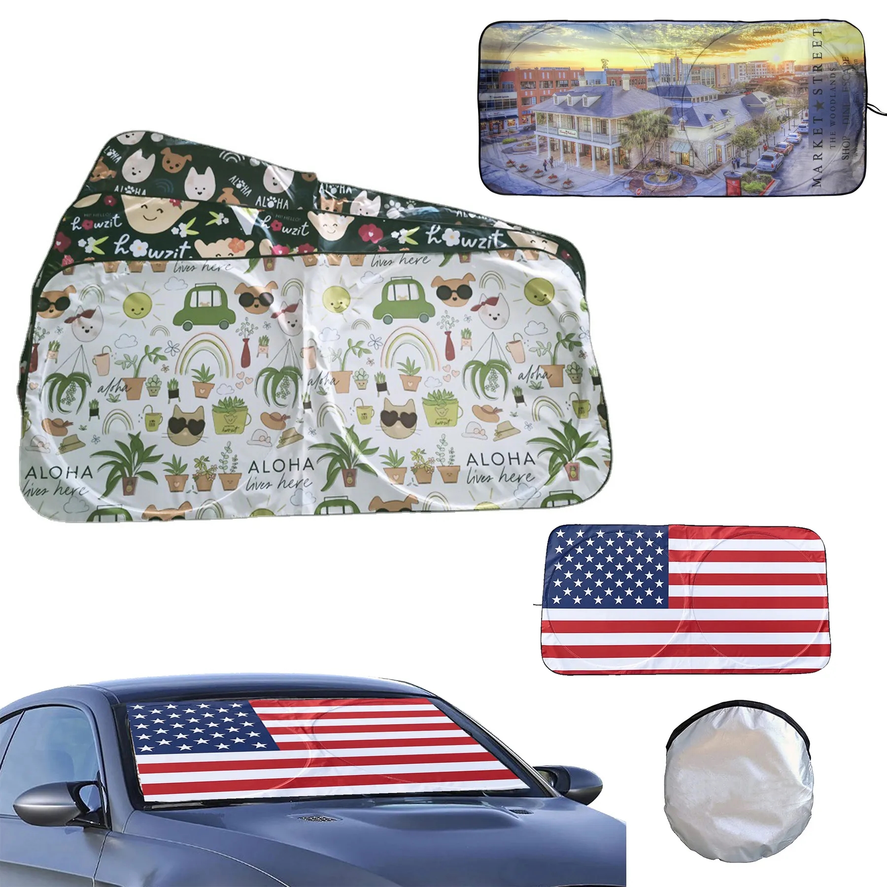 Full Color Car Windshield Sun Shade with Pouch MOQ 100PCS 6