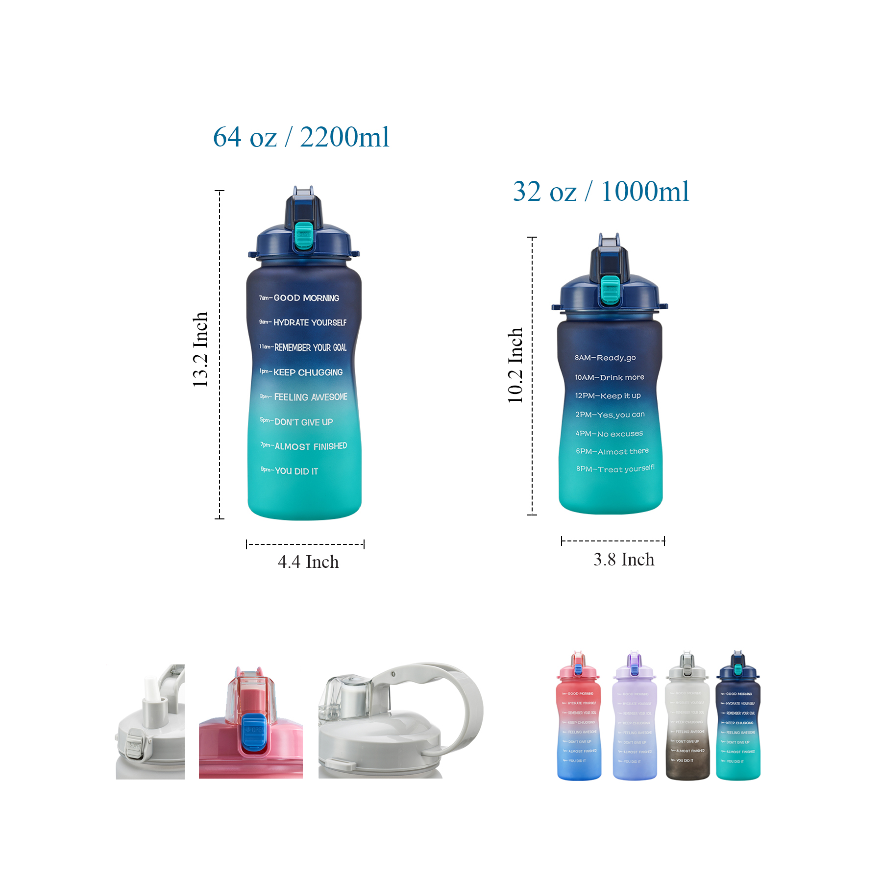 64 oz King Size Wide-Mouth Water Bottle 6