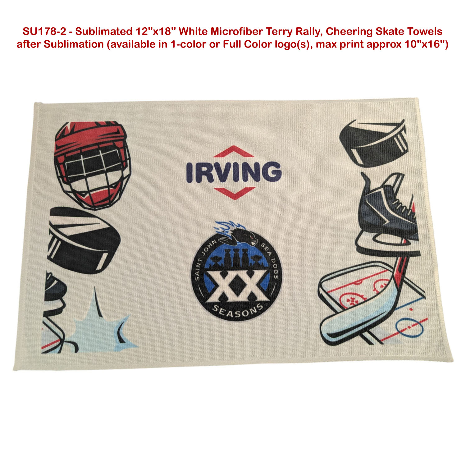 48 Hr Quick Ship - White Microfiber Dri-Lite Terry Sponsorship Rally Towel, 12x18, Sublimated 23