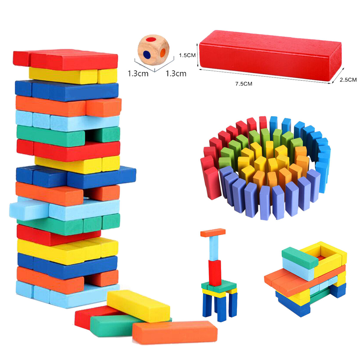 Colorful Wooden Tumble Tower