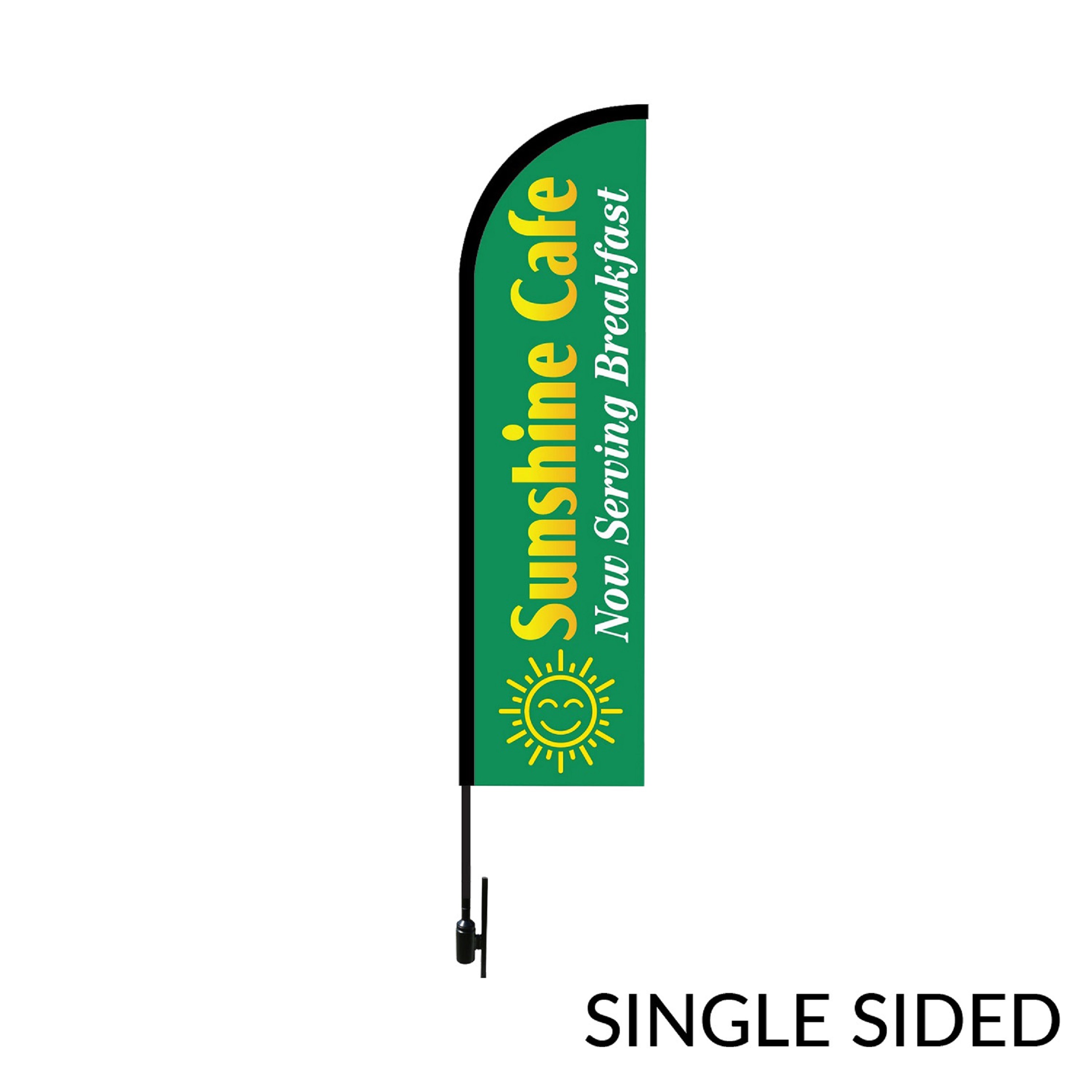 Bow Flag 12 ft Height Carbon Fiber Kit (Pole Set, Metal Ground Stake & Carry Bag/Single Sided Print)