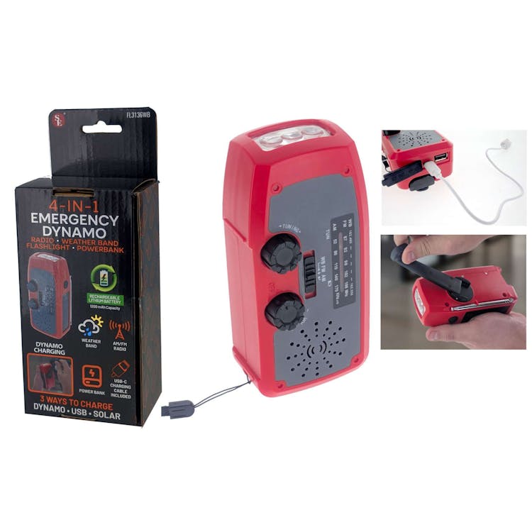 4-in1 Emergency Dynamo Radio - 5" x 2.25" 3