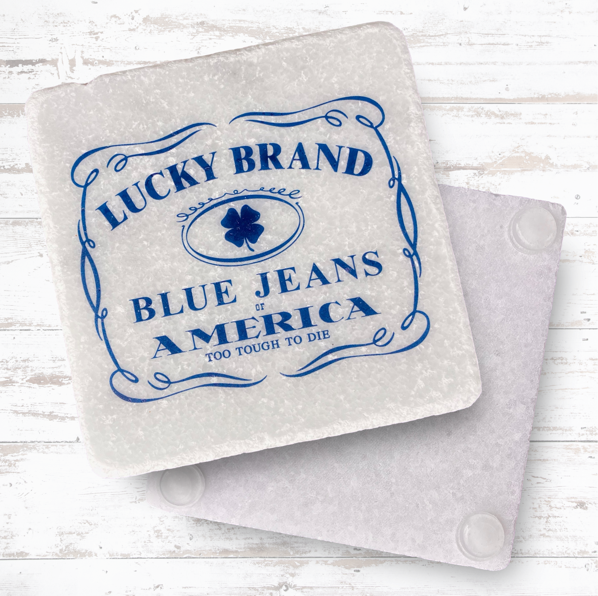 Square Coaster White Tumbled Marble 26