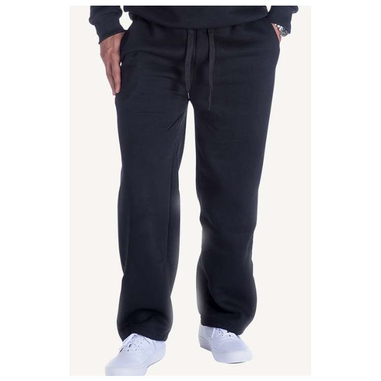 Men's Fleece Open Leg Sweatpants - Size Large Black 3