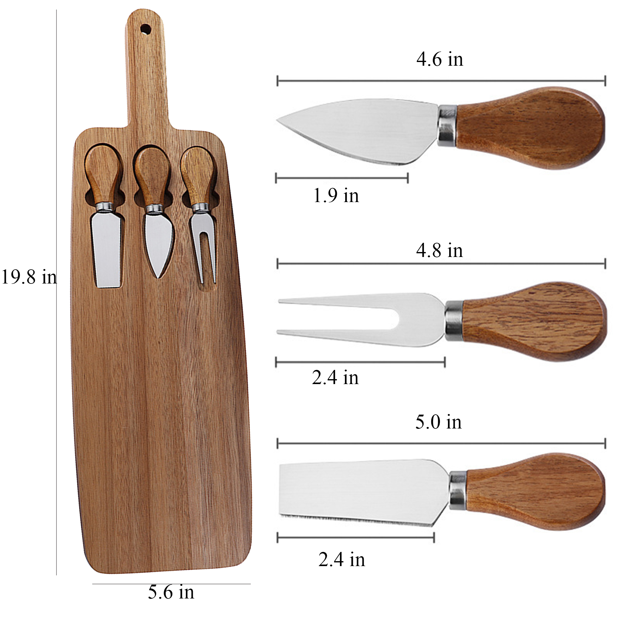 Cheese Knife and Fork Set with Board 10