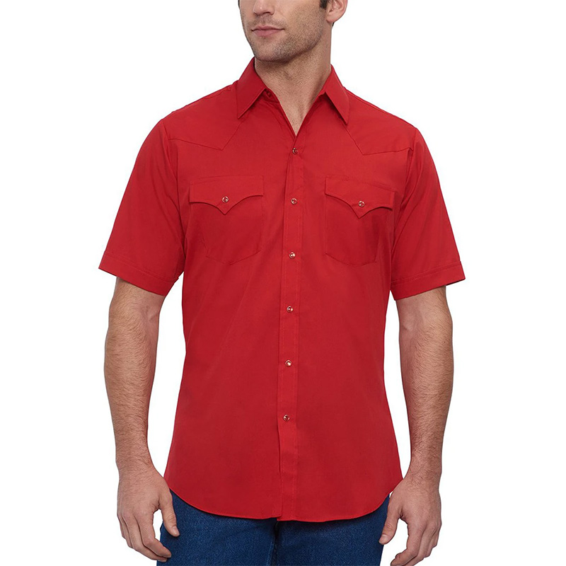 ELY Short Sleeve Solid Western Shirt 13