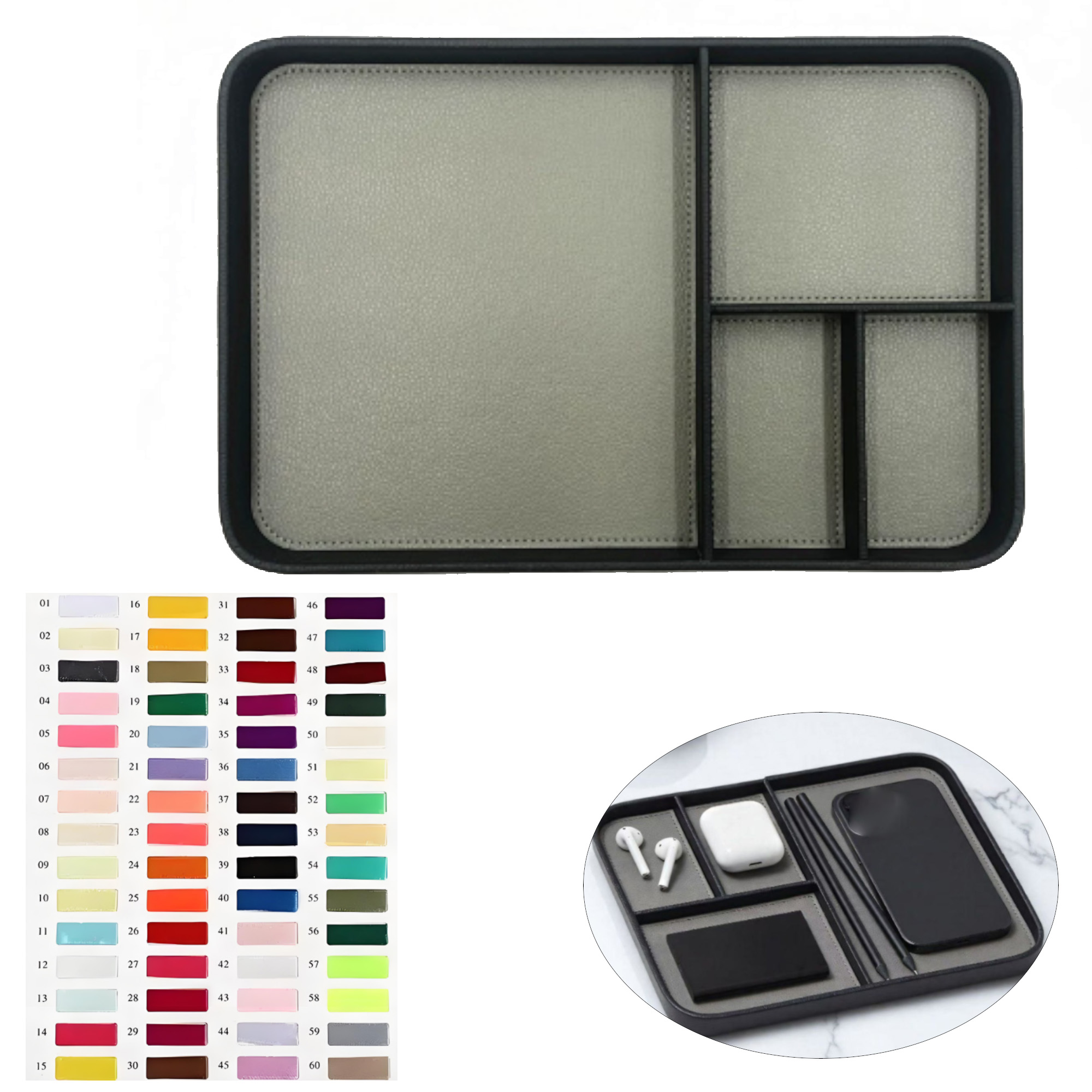 Square Leather Storage Tray 5
