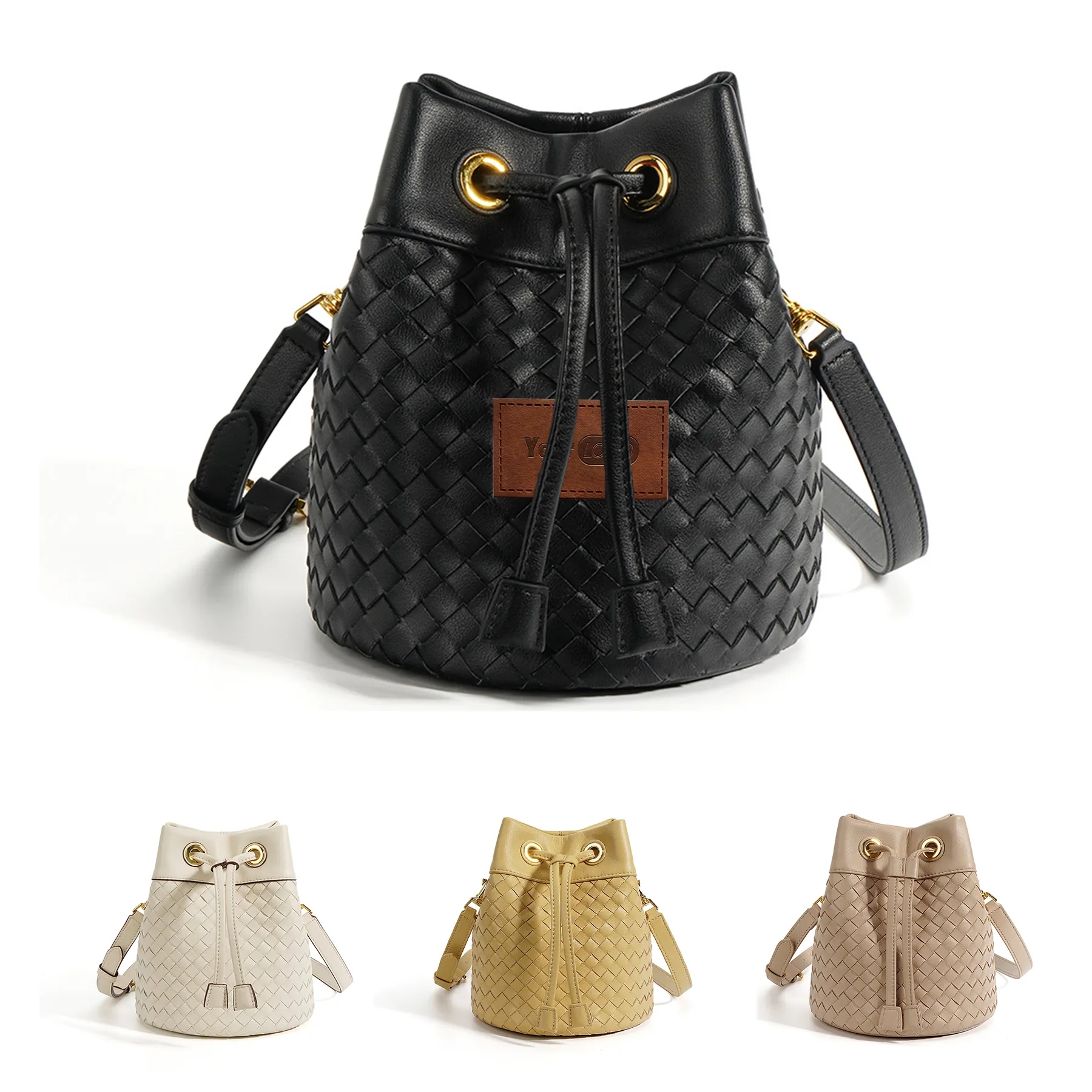 Genuine Leather Innovative Drawstring Cross-Body Bag 14