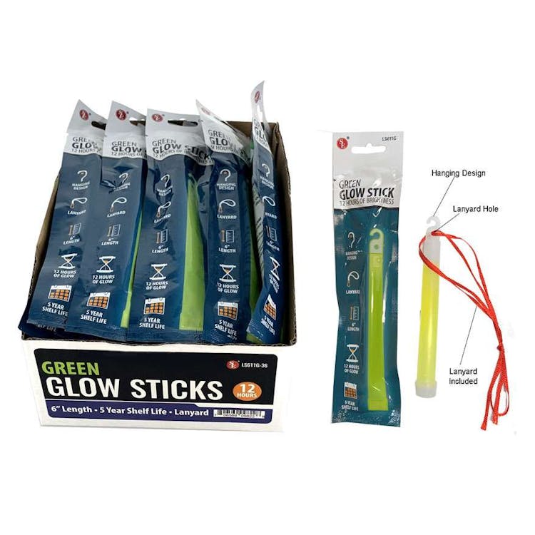 Green Glow Stick with Lanyard -6" 3