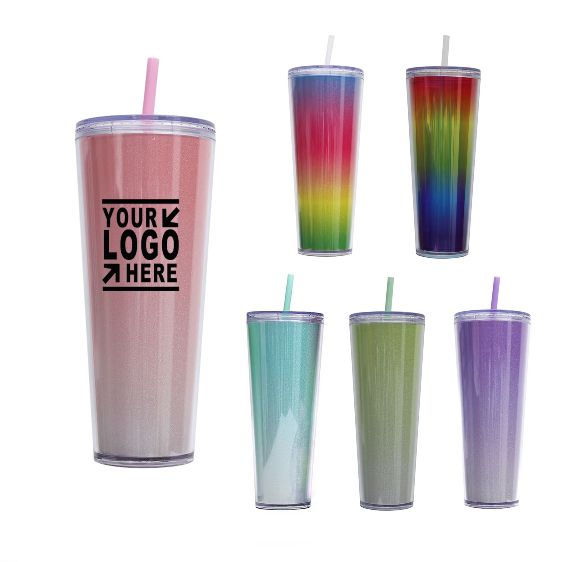 26 Oz. Gradient Acrylic Tumbler w/Straw