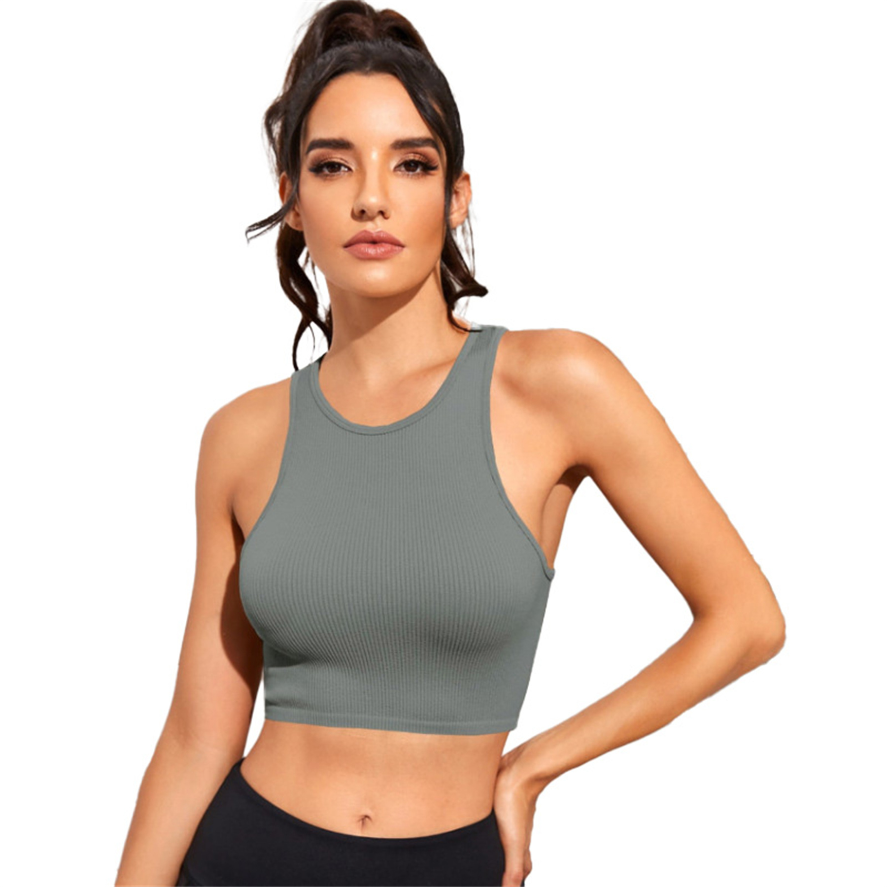 Womens Ribbed Longline Sports Bra 4