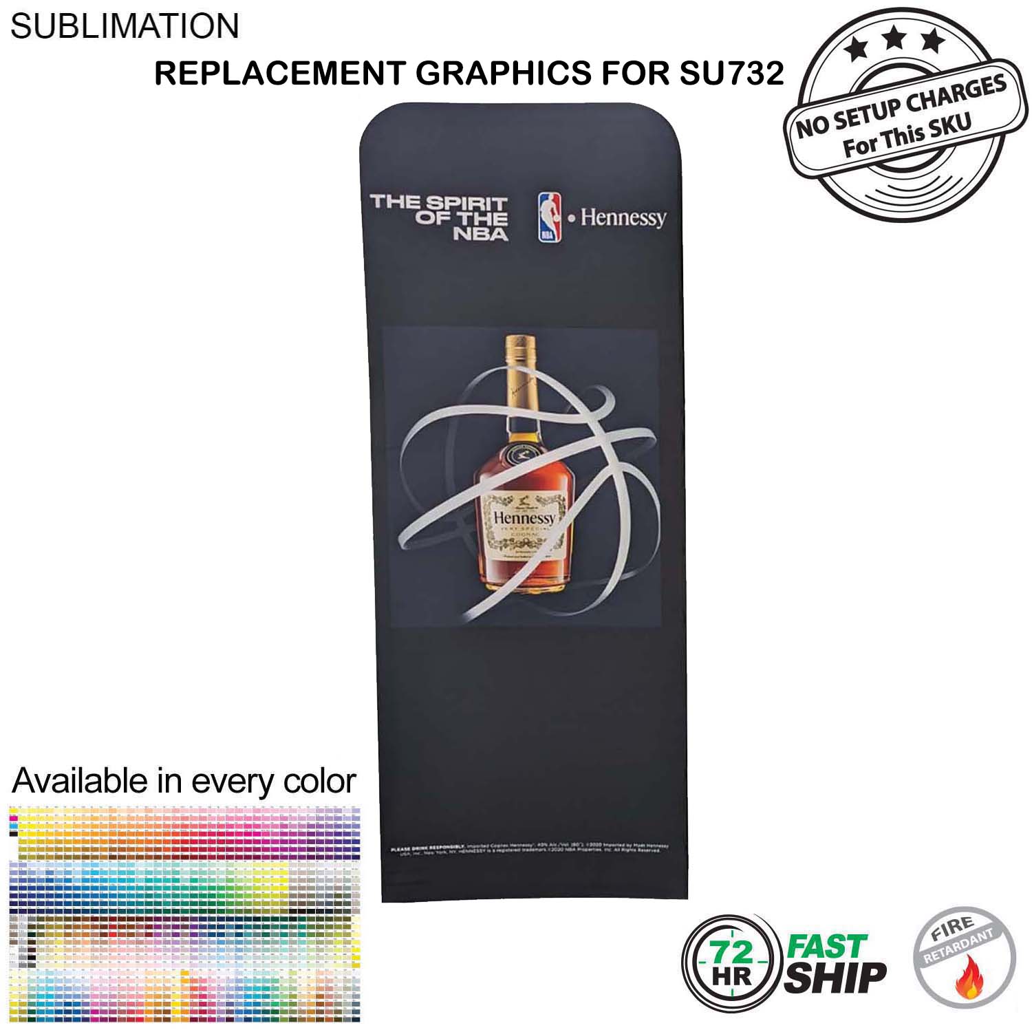 72 Hr Fast Ship - Replacement Graphics Double Sided 3'W x 96"H EuroFit Tension Fabric Slip on Cover 6
