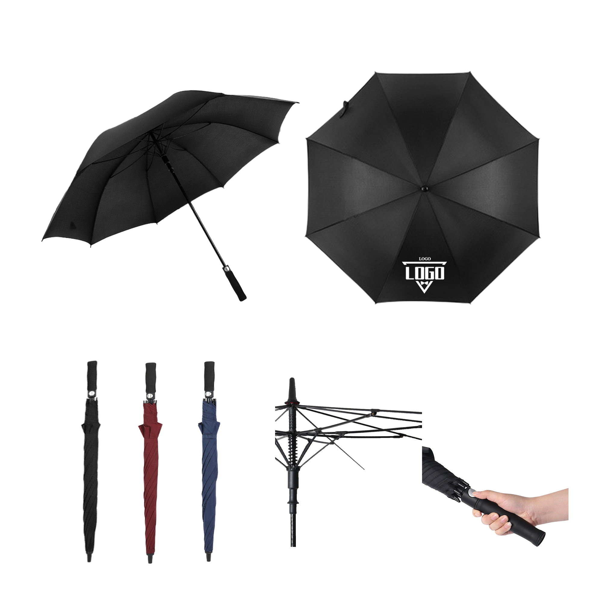 52" Automatic Opening and Closing Windproof Golf Umbrella