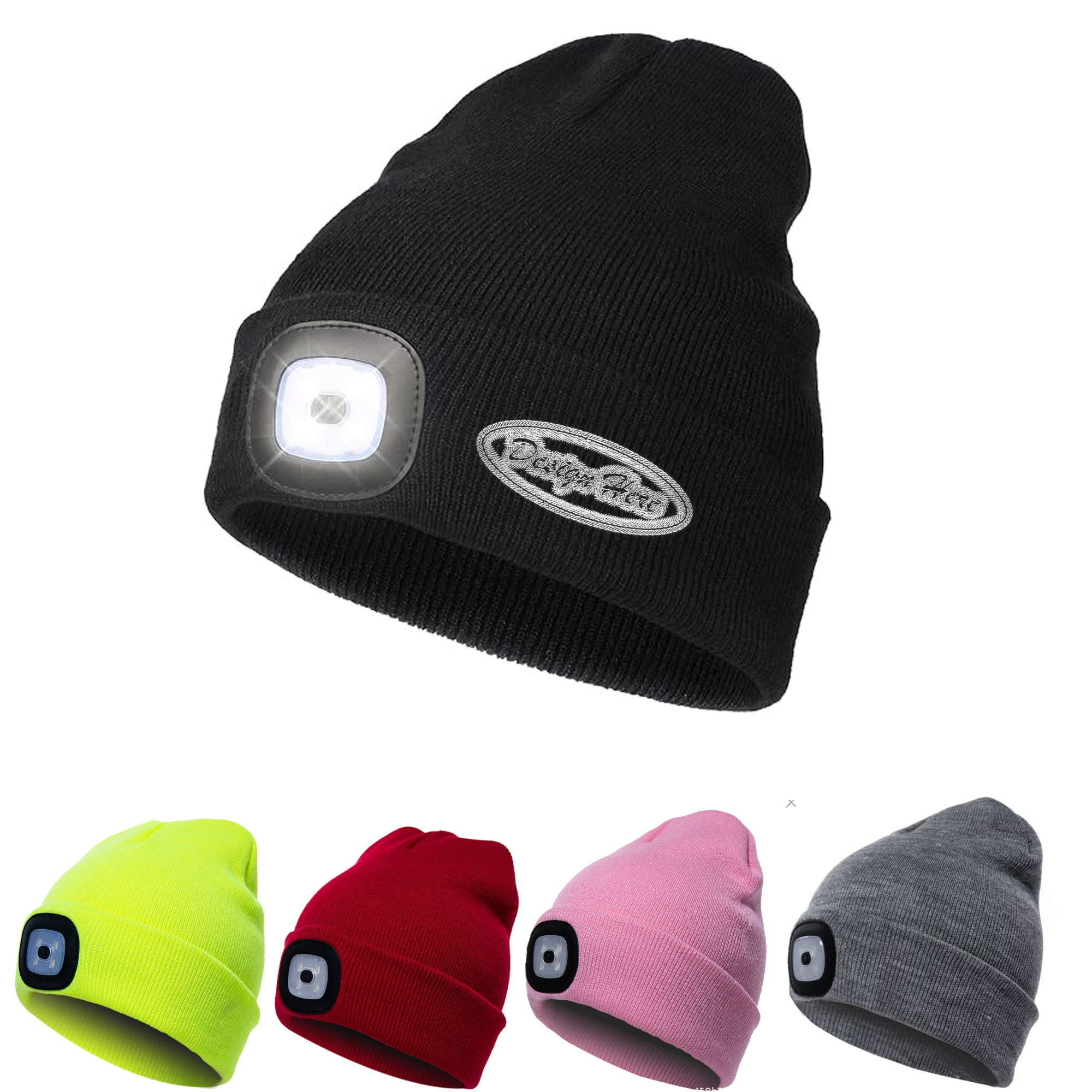 Unisex LED Beanie with Rechargeable Headlamp for Winter Use