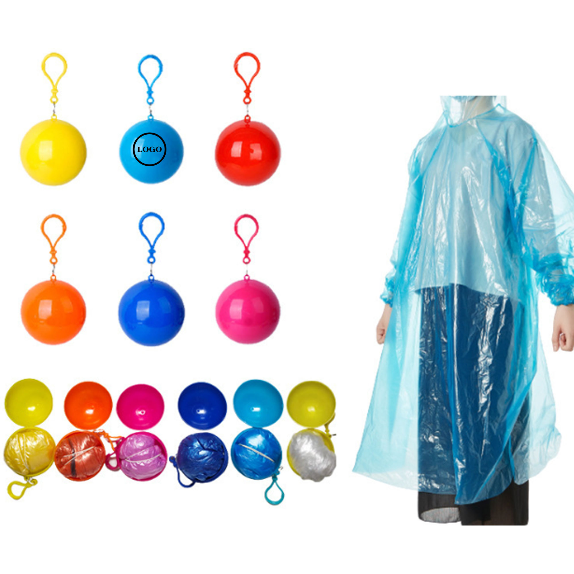 Portable Rain Poncho with Keychain Holder 2
