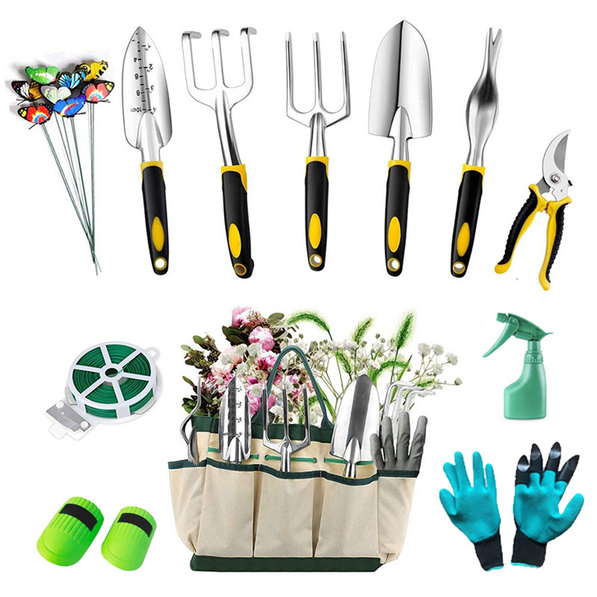 Garden Tool Set With Storage Tote - Thumbnail 2