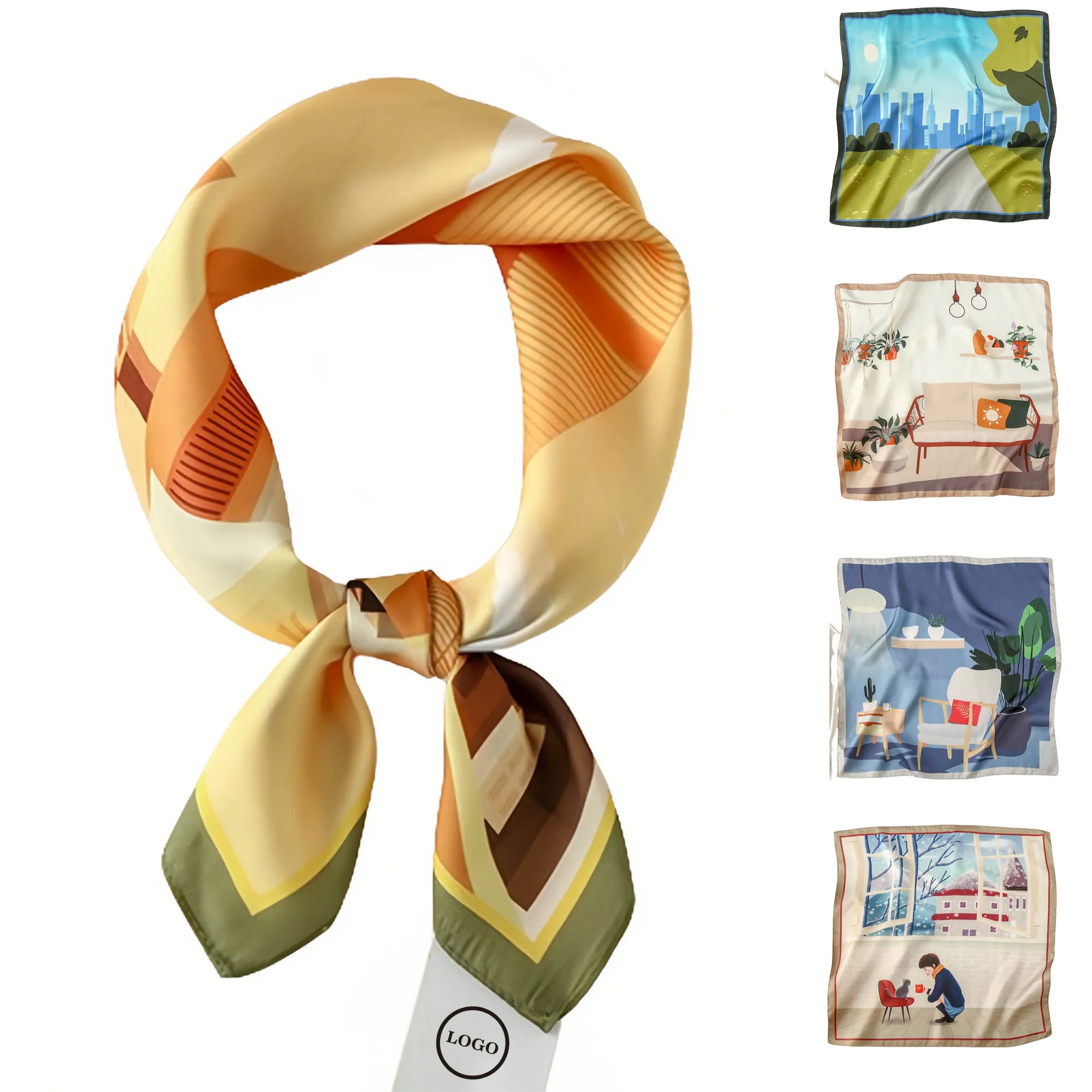 Floral Print Silk Square Scarf 12