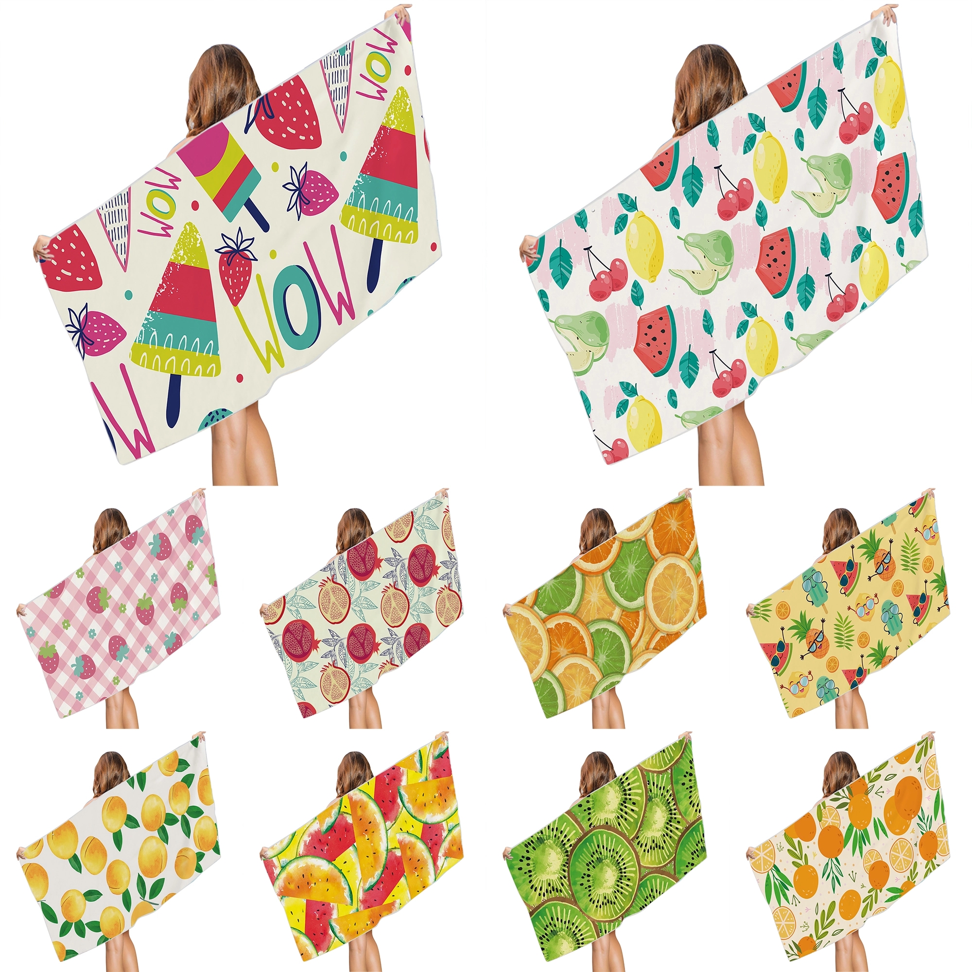 MOQ 50pcs Cute Tropical Fruit  Microfiber Beach Towel
