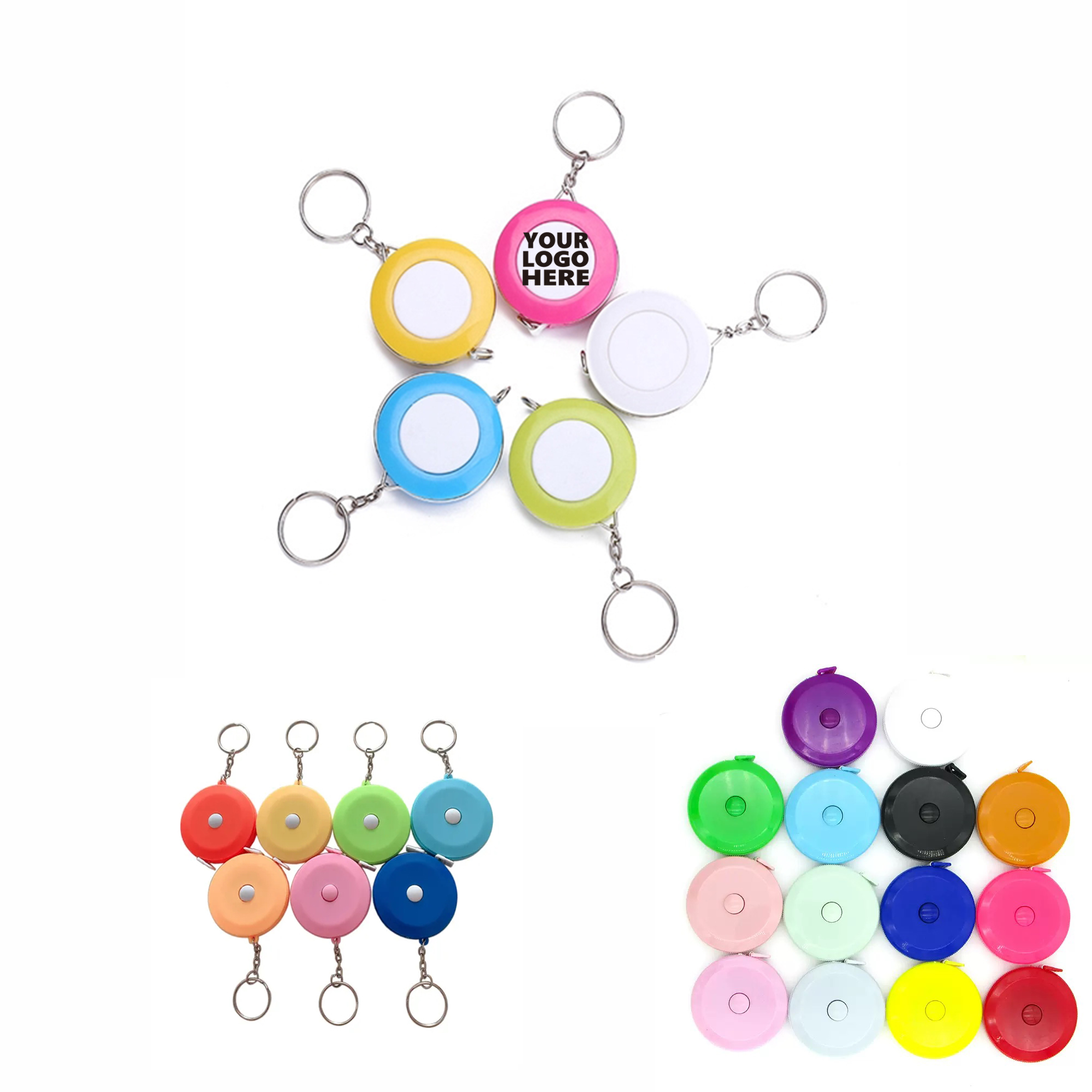 Retractable Plastic Round Tape Measure Keychain MOQ 10pcs