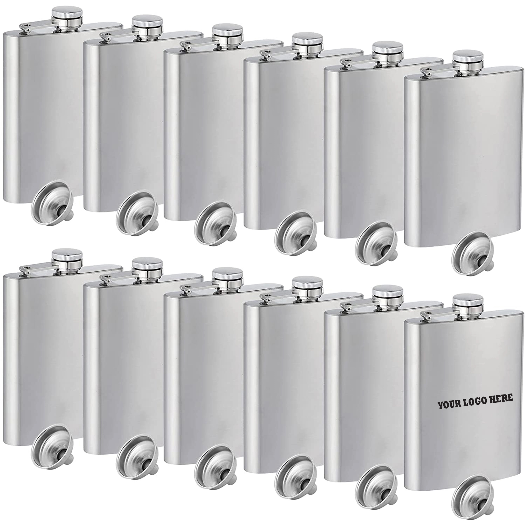 8 Oz Stainless Steel Flask with Funnel, custom water bottle with logo imprint 8