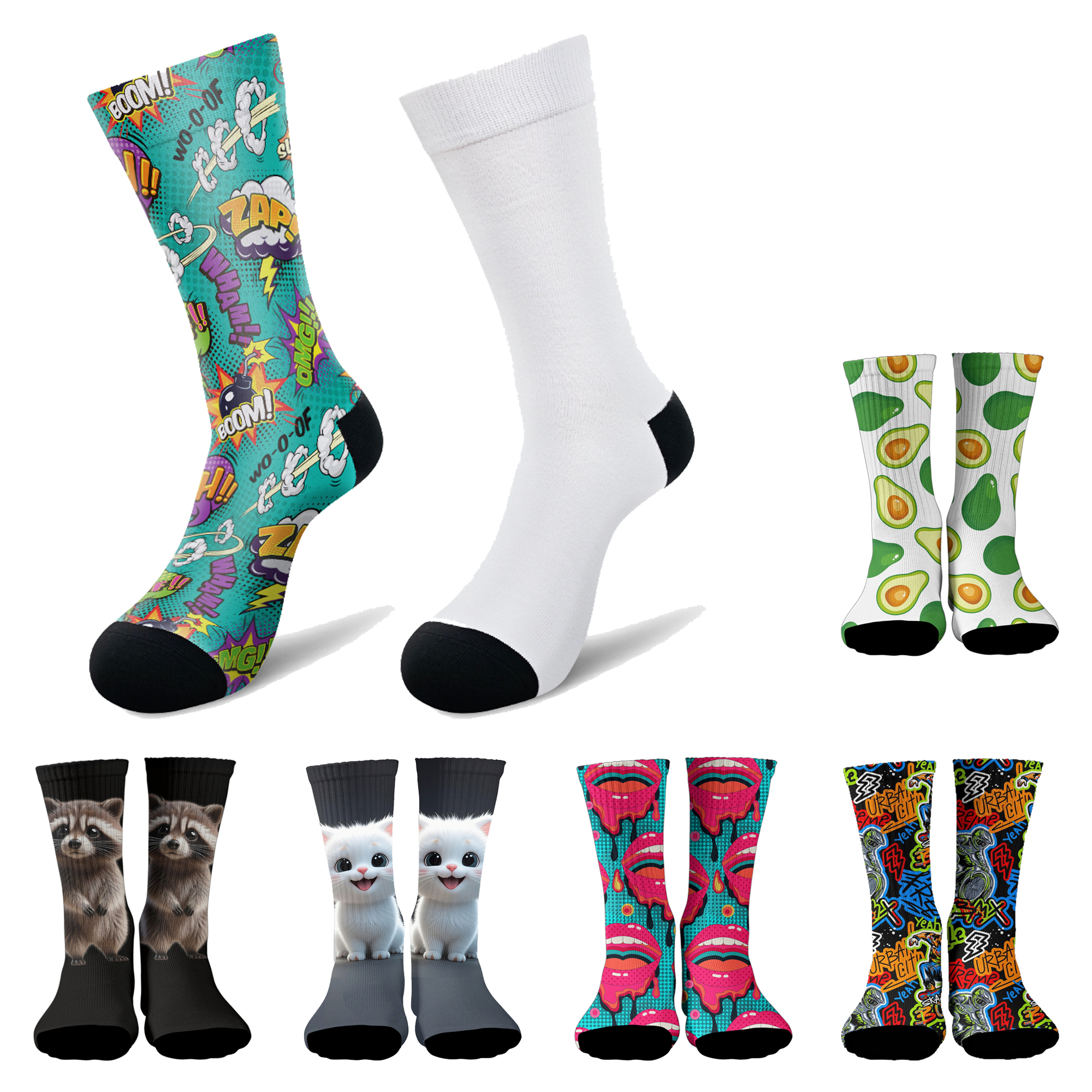 MOQ 20prs Custom Full-Color Crew Socks 4