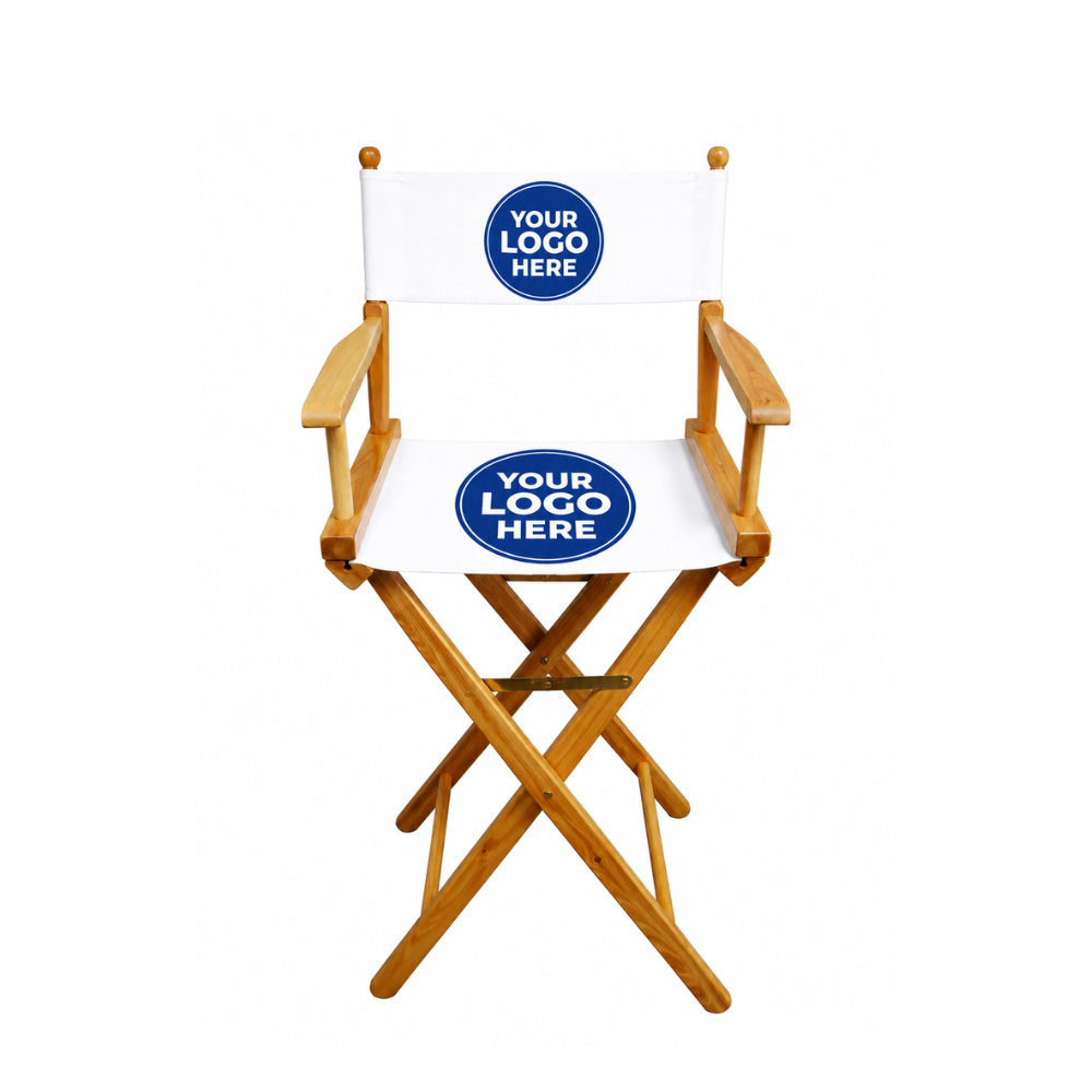 18" White Director Chair W/ Logo
