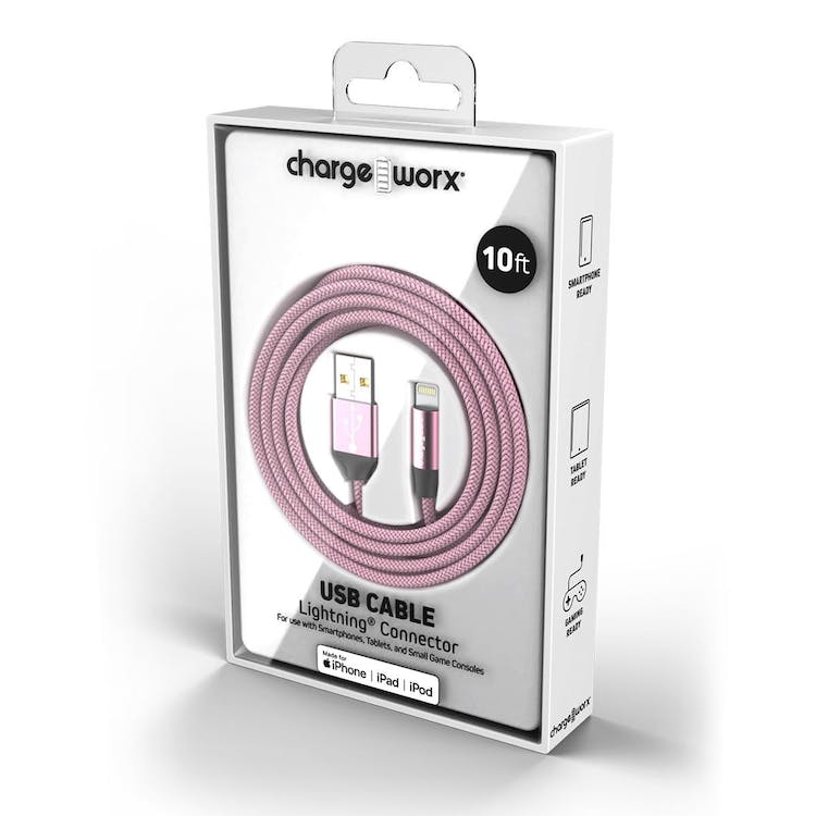 10' Lightning USB Cables - Light Pink 2