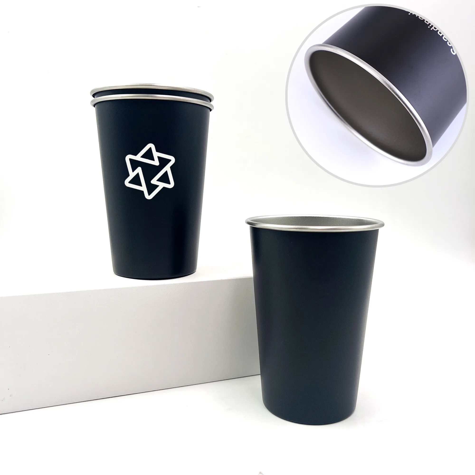 16oz Black Painted Stainless Steel Tumbler 4