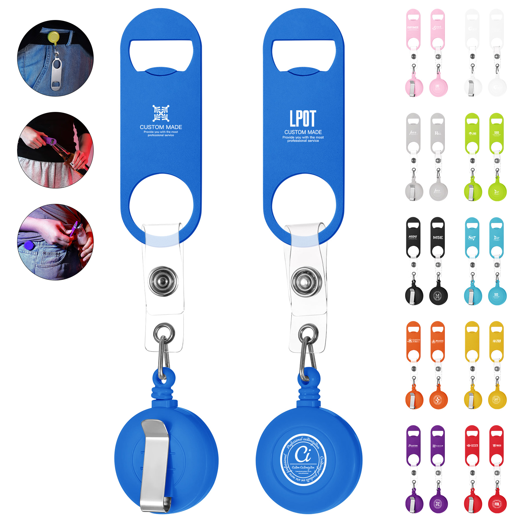 Beer Bottle Opener With Retractable Badge Reel 2