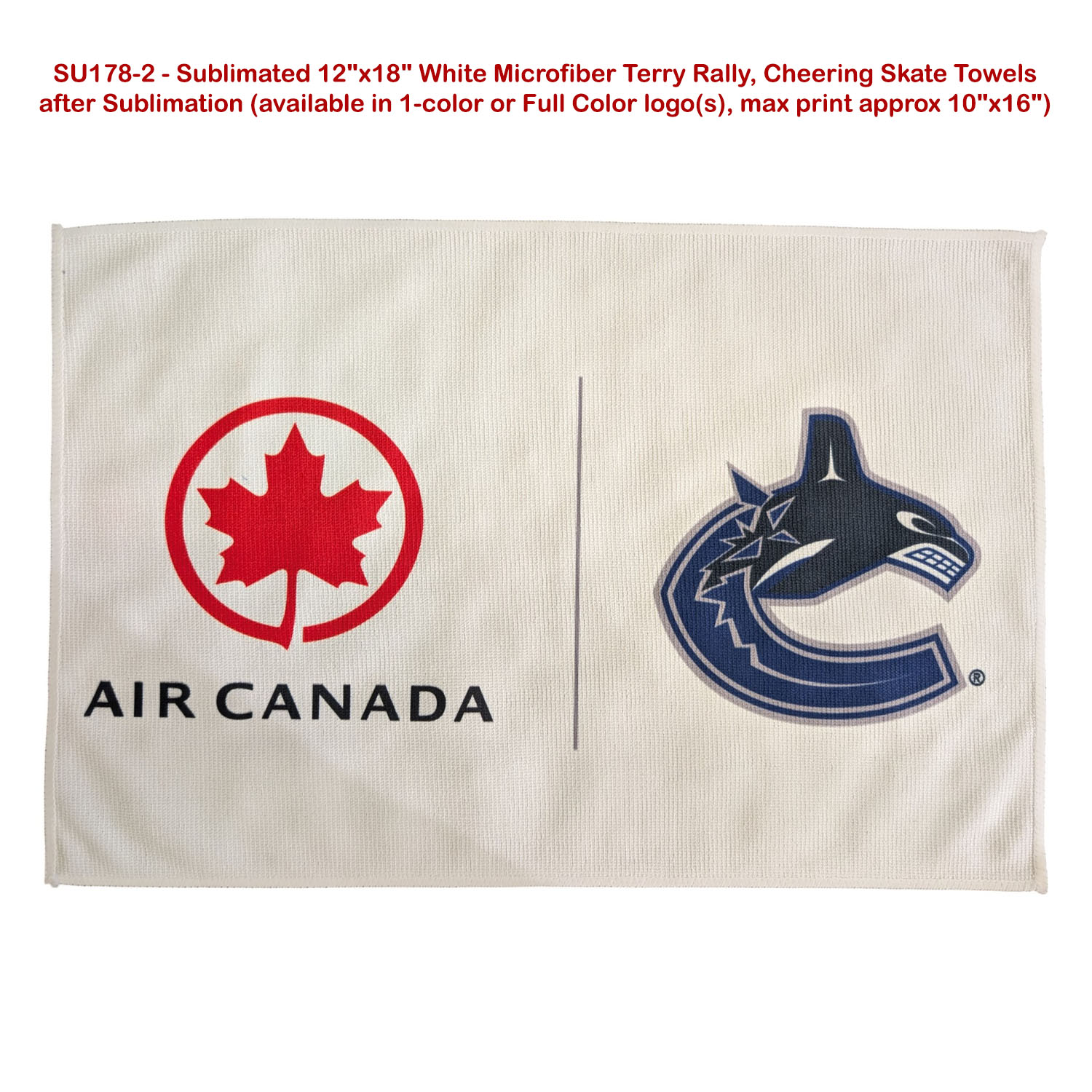 48 Hr Quick Ship - White Microfiber Dri-Lite Terry Sponsorship Rally Towel, 12x18, Sublimated 25