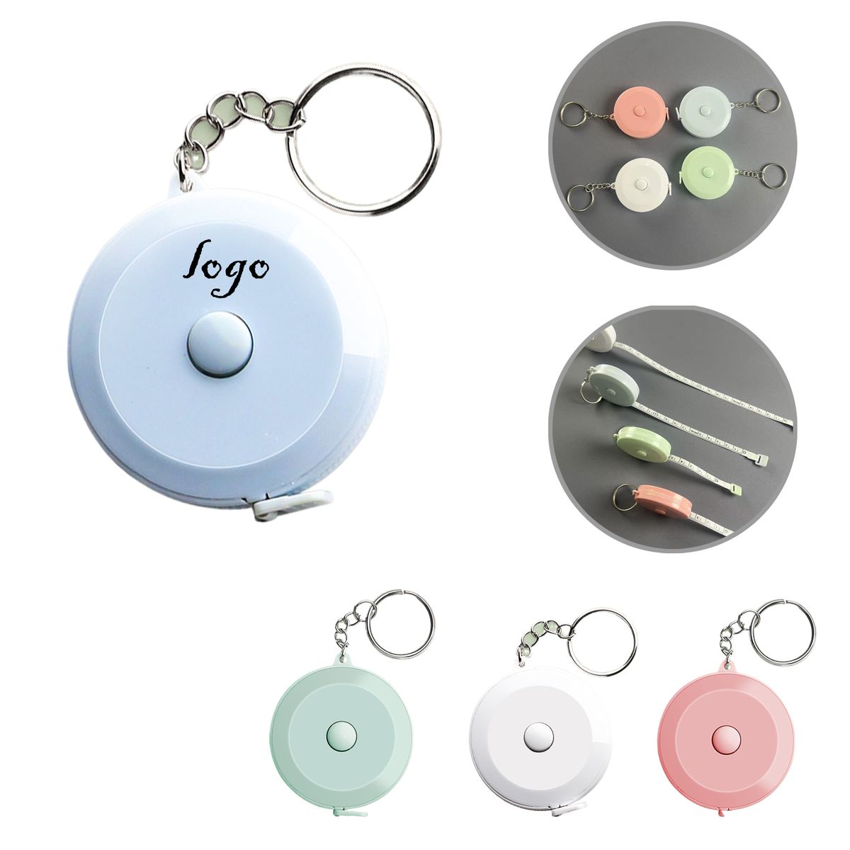 MOQ50 6.6ft Round PVC Keychain Tape Measures 6