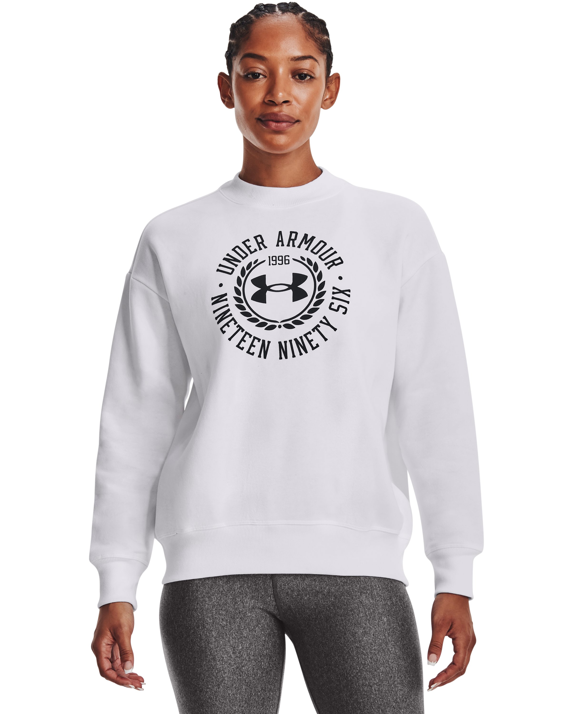 UA Rival Fleece Crest Graphic Women's Crew 8