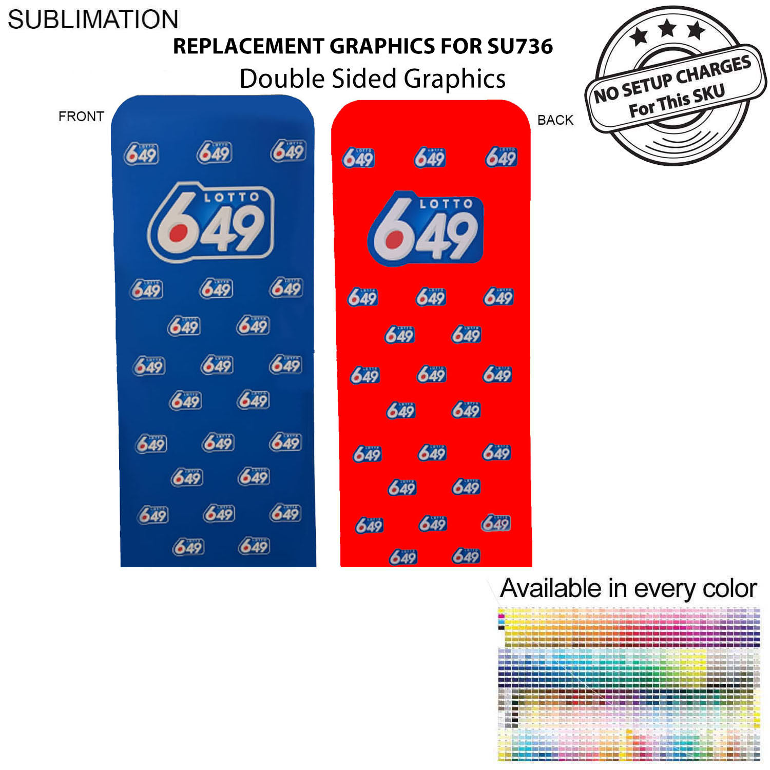 Replacement Graphics Double Sided 3'W x 90"H EuroFit Tension Fabric Slip on cover, NO SETUP 4