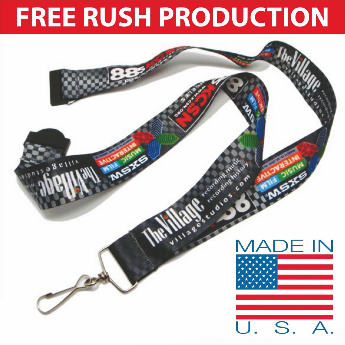 1" USA Full Color Lanyard