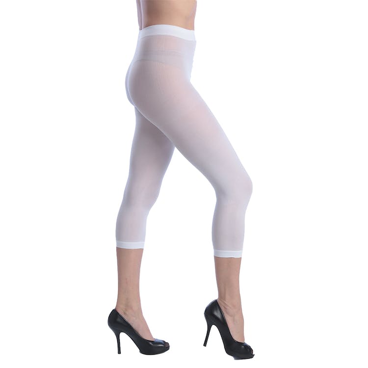 Women's Opaque Footless Capri Tights - White One Size Fits Most 3