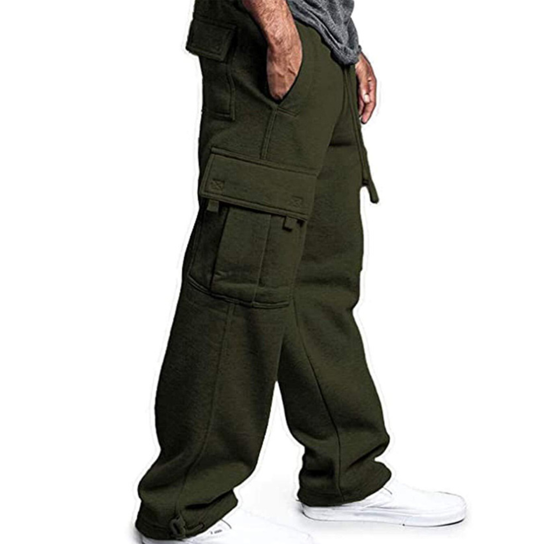 Men Heavyweight Fleece Cargo Pants 32